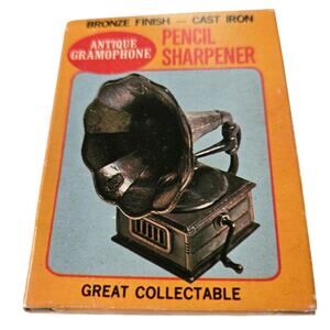 Giftco Inc Vintage 1981 collectible phonograph pencil sharpener box bronze iron